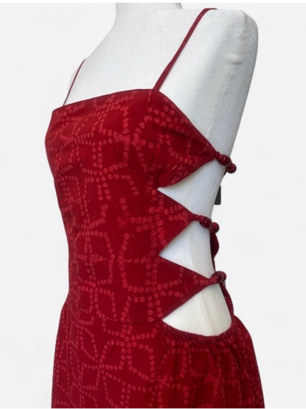 NWT Anthropologie Celandine Rio Batik Cutout Midi Red - Size Large - Picture 4 of 7